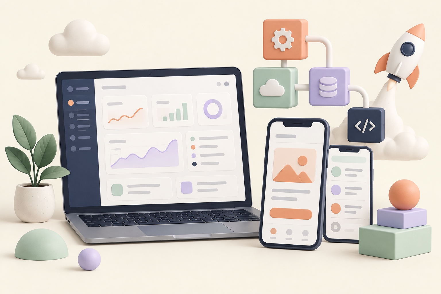 SaaS dashboard and mobile product prototype